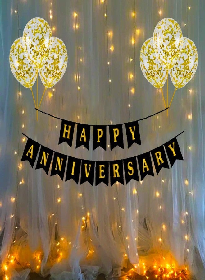 بارتيسانث لافتة عيد زواج سعيد متعددة الألوان من بارتسانثي، زينة عيد زواج سعيد، ذهبي وأسود، طقم زينة عيد زواج سعيد - عبوة من قطعة واحدة - Image 3